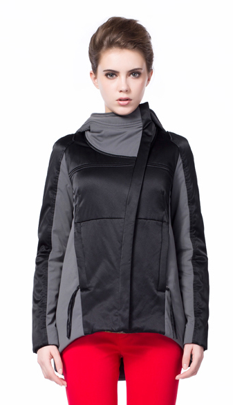 哥弟女装2013秋冬新款拼色长袖修身高效暖绒棉衣