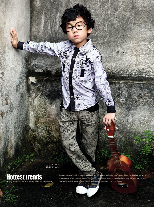 巴比兔黑白印花系扣男童衬衫上衣新款上市