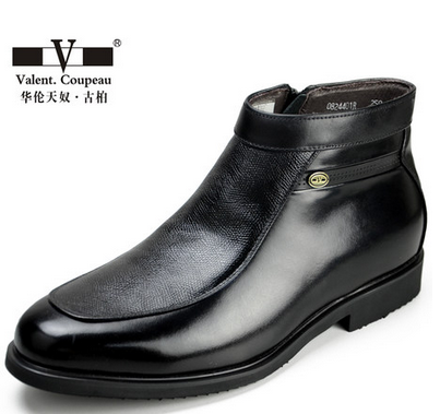华伦天奴 古柏 冬季真皮保暖时尚男棉靴 短筒套