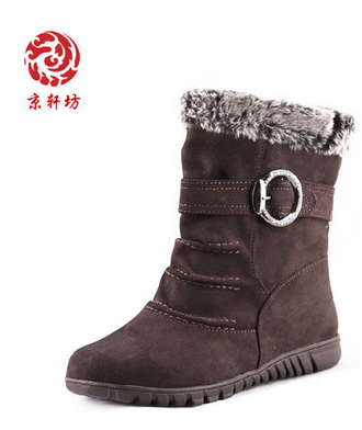 老北京布鞋京轩坊2013厚底平跟短棉靴韩版