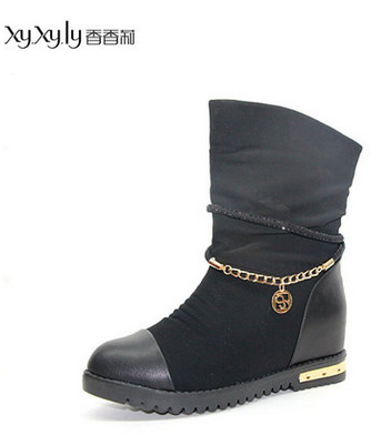 香香莉2013秋冬新款矮帮筒女靴子韩版休闲内增高