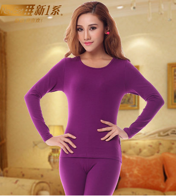 新1系圆低领全纯棉薄款保暖内衣 秋衣秋裤女纯棉