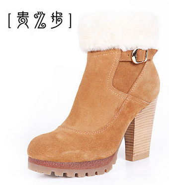 贵之步2013秋冬新款短靴时尚高跟真皮女鞋