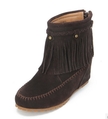 coey酷丽 平底休闲女短靴 13年新款流苏靴内增高时