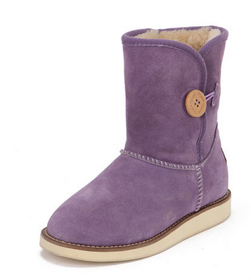 COEY酷丽 糖果色平跟女短靴 保暖短绒毛彩色磨砂