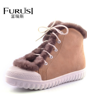 富瑞斯2013秋冬新款短靴女系带休闲平底女靴雪地