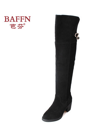 2013年芭芬真皮牛皮磨砂皮长靴圆头高跟女靴时尚