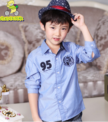 流浪熊童装2013秋冬新款纯棉儿童长袖衬衣韩版中