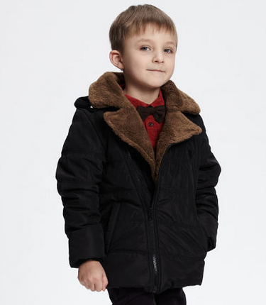 米喜迪13冬新男童斜门襟羊羔毛中长款梭织棉服