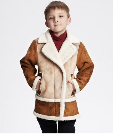 喜迪13冬季新男童撞色拼接麂皮复合梭织棉服