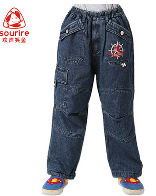 欢声笑鱼 新品男童牛仔裤 棉裤 休闲长裤 中大童
