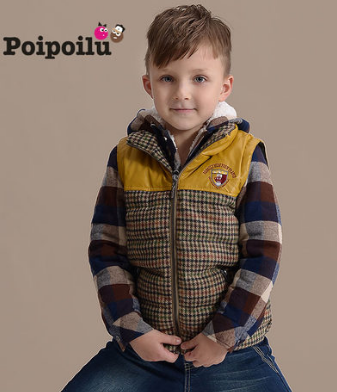 泡泡噜童装2013冬装男童轻薄羽绒背心男儿童90白