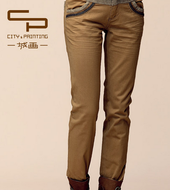 城画 cp新款女装长裤中腰通勤显瘦提臀小脚休闲