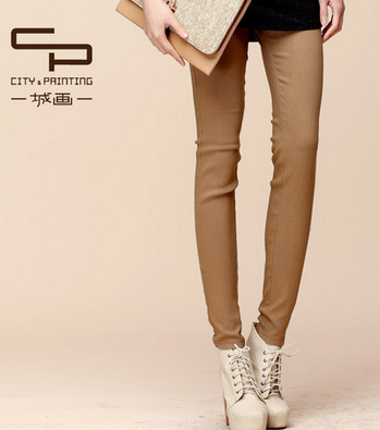 一城画一cp新款抓绒保暖打底裤显瘦小脚裤韩版修