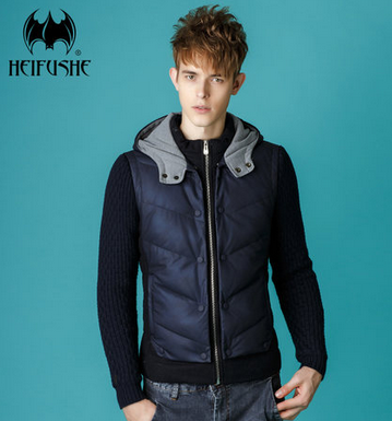 黑蝠社 2013冬装休闲男士针织拼接外套 韩版修身