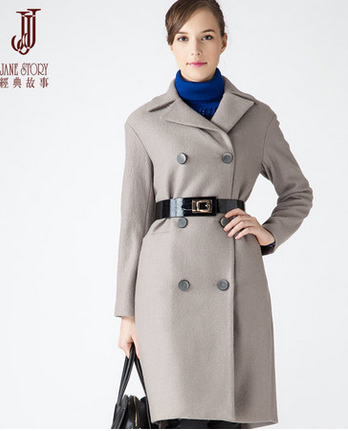 经典故事2013秋冬新品英伦简约修身羊毛呢中长款