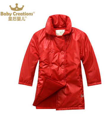 皇后婴儿 冬款女童翻领双排扣棉袄 棉服 欧美范