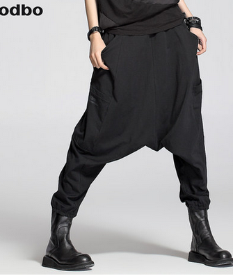 odbo欧宝 秋装女装休闲针织吊档宽松哈伦裤 个性