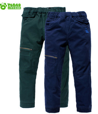 野豹童装秋冬新品男小童纯棉纯色运动休闲单裤