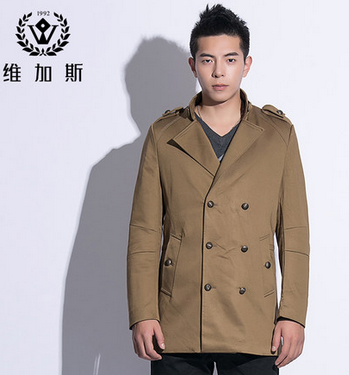 维加斯2013秋装新款 男短款修身风衣 精致韩风双