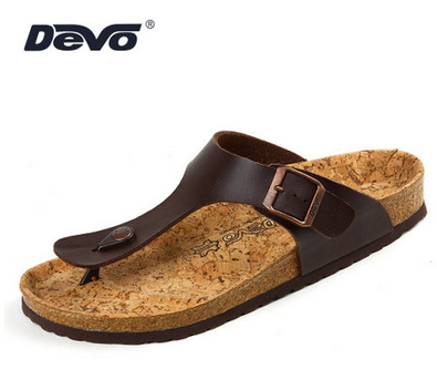 Devo软木拖鞋人字夹脚勃肯拖鞋防滑潮拖男