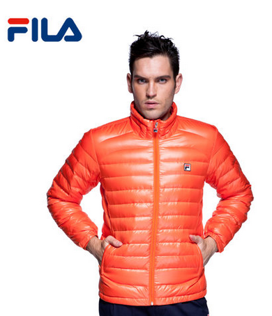 FILA斐乐白鹅绒立领纯色男羽绒服