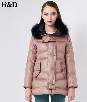 索典2013秋季新款 中长款貉子毛领连帽羽绒服