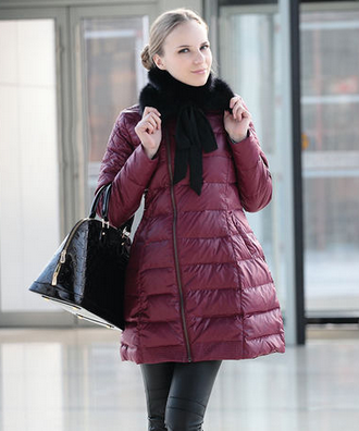 Emmycici 冬女装100%白鸭绒宫廷百搭加厚长款假领羽绒服