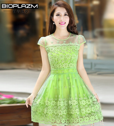 百普拉姿2013夏秋装新款女装韩版修身欧根纱短袖