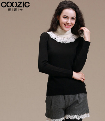  COOZIC 秋冬新款时尚百搭 领可脱卸 针织衫
