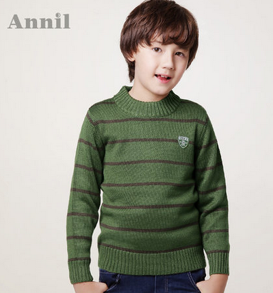 安奈儿 2013秋冬新款男童休闲羊毛衣圆领毛衫