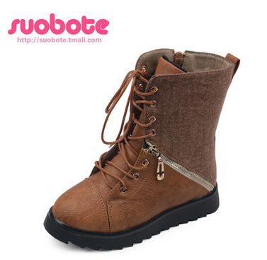 索波特高帮系带 女童童靴 马丁靴 儿童靴子