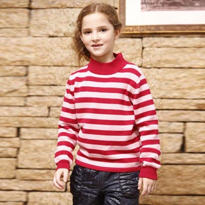 橡胶星2012年秋冬款女童长袖条纹圆领T恤