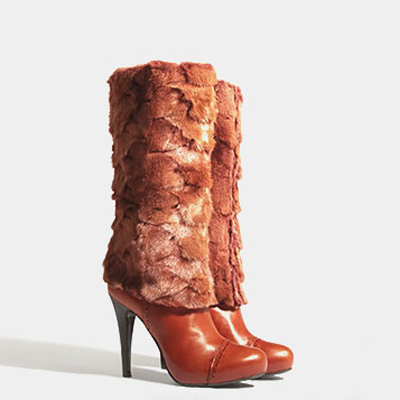 柏帝尼女鞋秋冬高跟中筒