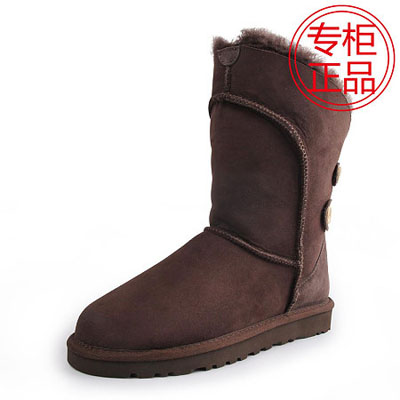 丁伊正品中筒羊皮毛一体代扣雪地靴