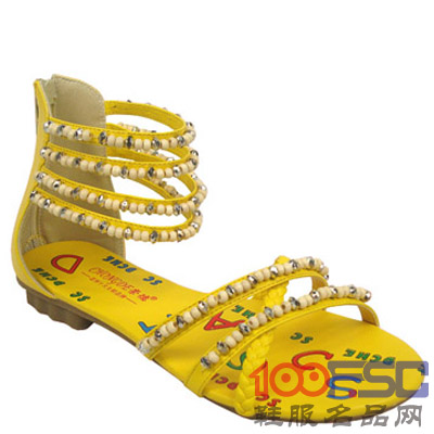 崇德时尚英伦后拉链条横女式夏季凉鞋