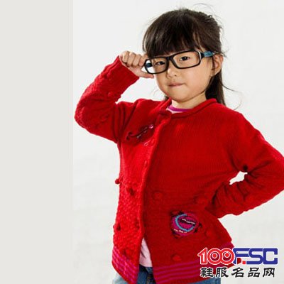 右岸宝宝红色开衫毛衣