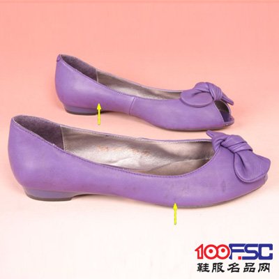 迪兰迪丝迷幻紫色羊皮小可爱鱼嘴超q蝴蝶结夏季女单鞋