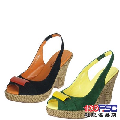 七月恋人鱼嘴高跟坡跟凉鞋