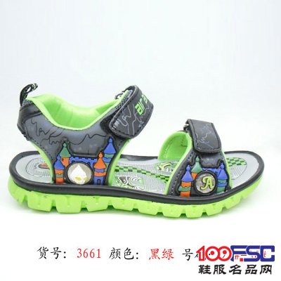 机器猫黑绿凉鞋二