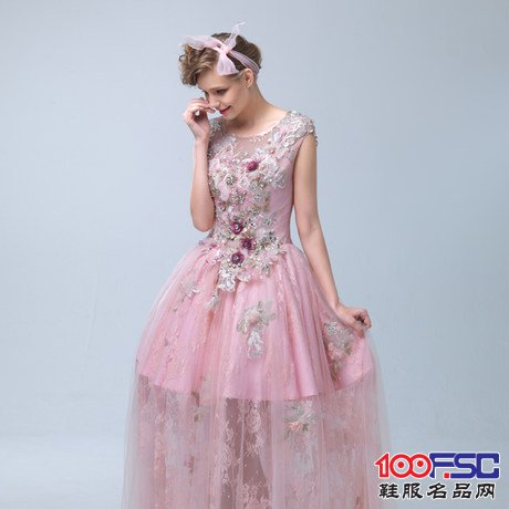 欧泊蕾定制婚纱冬新款2014粉色包肩甜美公主摄影礼服