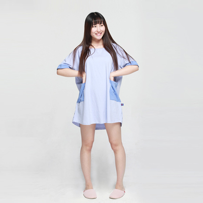 didot迪渡女士睡衣家居服套装短袖睡袍裙子打底裤套装