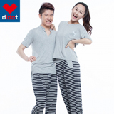 2014夏季新款情侣休闲睡衣超薄舒适男女短袖九分裤家居服套装