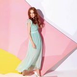 欧力嘉2014春夏女装浅蓝色长裙