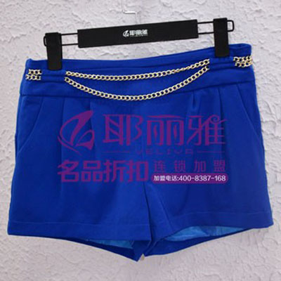 耶丽雅女装2014春夏装宝蓝色小短裤