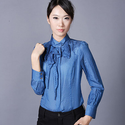 索言2012新款春装经典荷叶边立领OL衬衫女士衬衣
