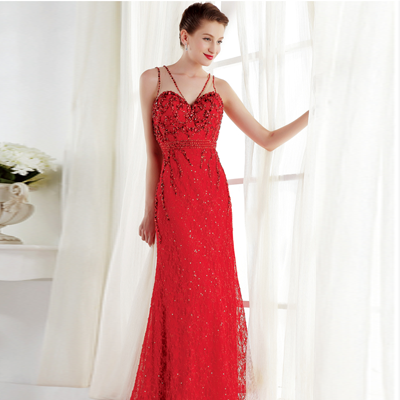 拉宝丽v领背后镂空礼服