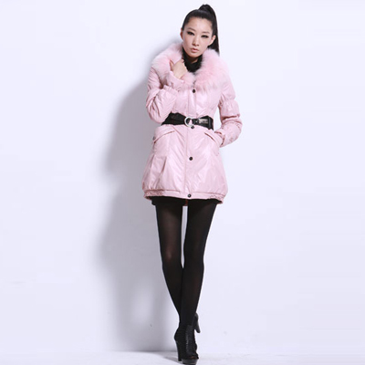 唯弋女装2013粉红系腰带收腰显瘦呢大衣