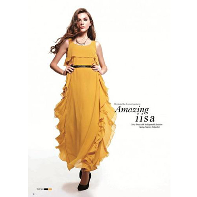 亿姗无袖雪纺长裙