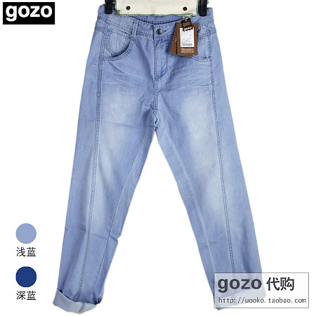 GOZO2014夏新款牛仔裤拼接长裤